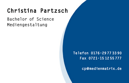 Visitenkarte von Christina Partzsch B. Sc. Mediengestaltung